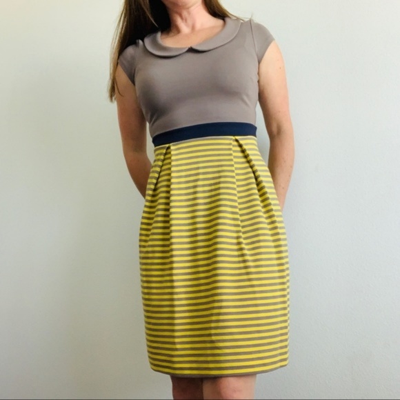 Boden Lila Yellow Striped Peter Pan Dress - Picture 2 of 7
